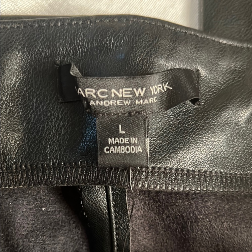 NWT-Marc New York Black Straight Leg Faux Leather  Pants - Picture 6 of 10